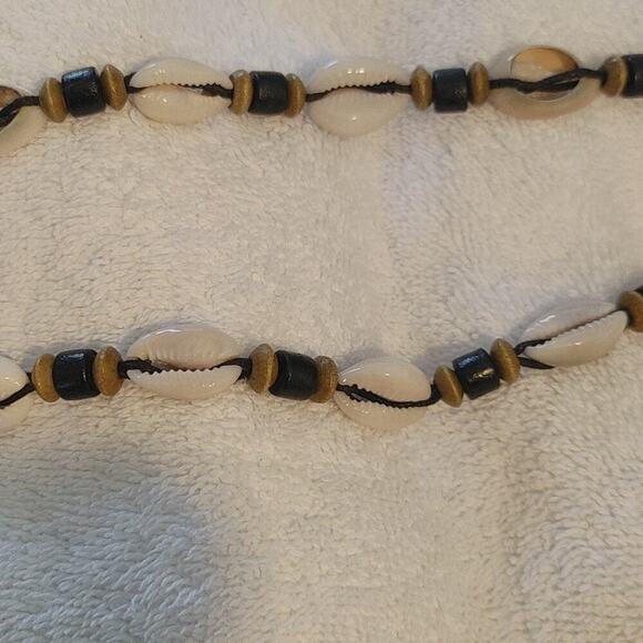 Vintage Seashell & Bead Black Cord Belt with Tie Closure EUC - Picture 6 of 10